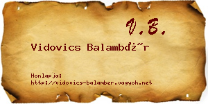 Vidovics Balambér névjegykártya